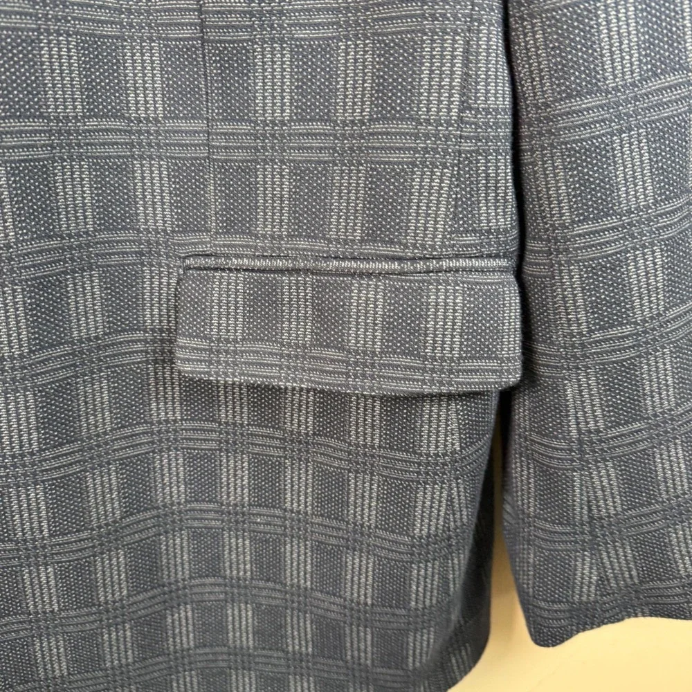 UnTuckit Blue Windowpane Plaid Cotton Blend Blazer 44R Office Business Casual